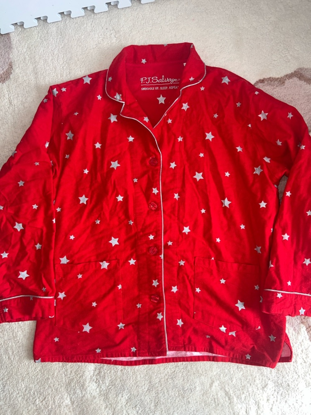 P.J. Salvage Red and Silver Star Print Pajama Set - Picture 2 of 9